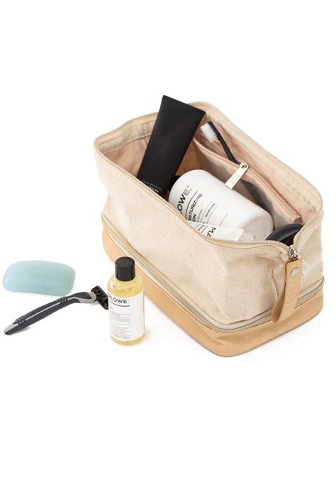 the dopp kit in beige.